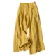 Solid Color Ramie Cotton Plus Size Loose Ninth Wide-Leg Pants