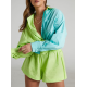 Original Loose Contrast Color Blouse&Elasticity Shorts 2 Pieces Set