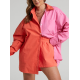 Original Loose Contrast Color Blouse&Elasticity Shorts 2 Pieces Set