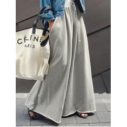 Loose Urban Gray Wide Leg Elastic Waist Pants