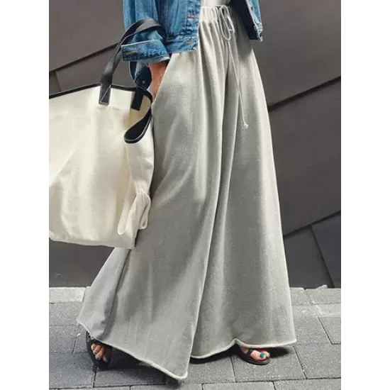 Loose Urban Gray Wide Leg Elastic Waist Pants