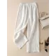 Ruffle Ramie Cotton Elasticity Loose Casual Wide-Leg Pants