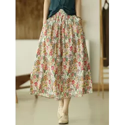 Original Floral Cotton-Blend A-Line Skirt