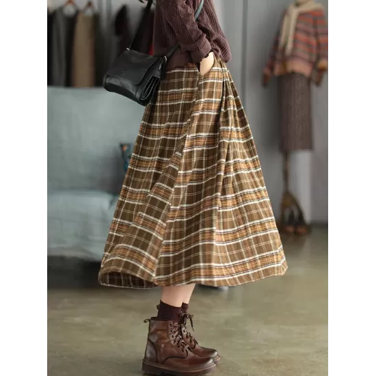 Artistic Retro Plaid A-Line Skirt