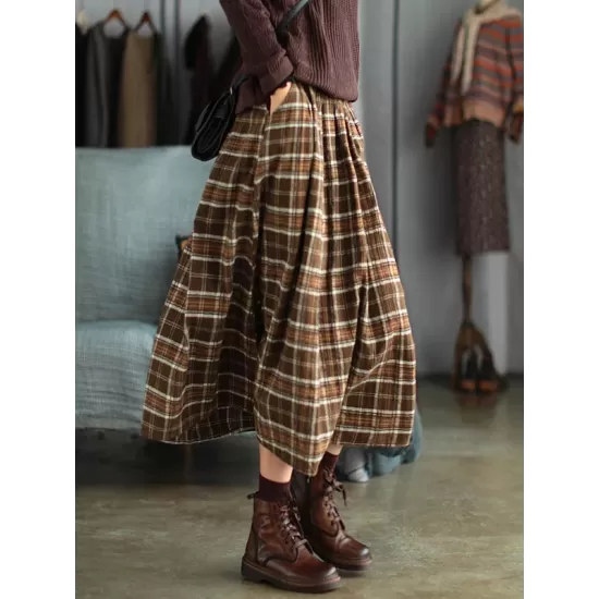 Artistic Retro Plaid A-Line Skirt