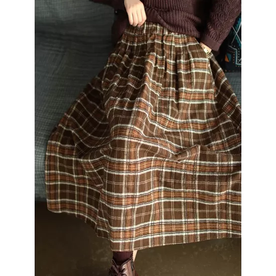 Artistic Retro Plaid A-Line Skirt