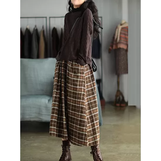 Artistic Retro Plaid A-Line Skirt