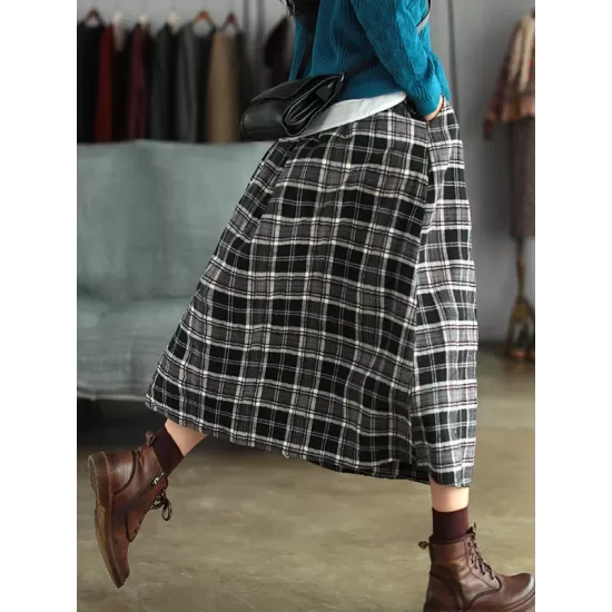 Artistic Retro Plaid A-Line Skirt