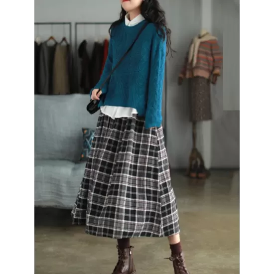 Artistic Retro Plaid A-Line Skirt