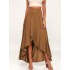 Simple  Asymmetric Split-Front Falbala Solid Color  Skirts Bottoms