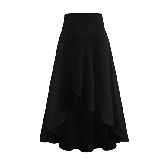 Simple  Asymmetric Split-Front Falbala Solid Color  Skirts Bottoms