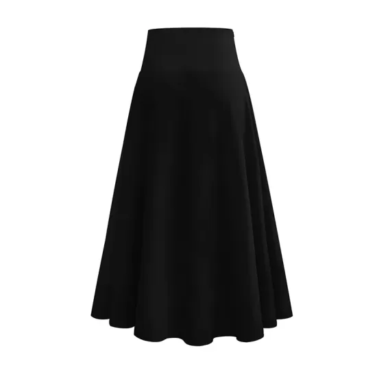 Simple  Asymmetric Split-Front Falbala Solid Color  Skirts Bottoms