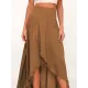 Simple  Asymmetric Split-Front Falbala Solid Color  Skirts Bottoms