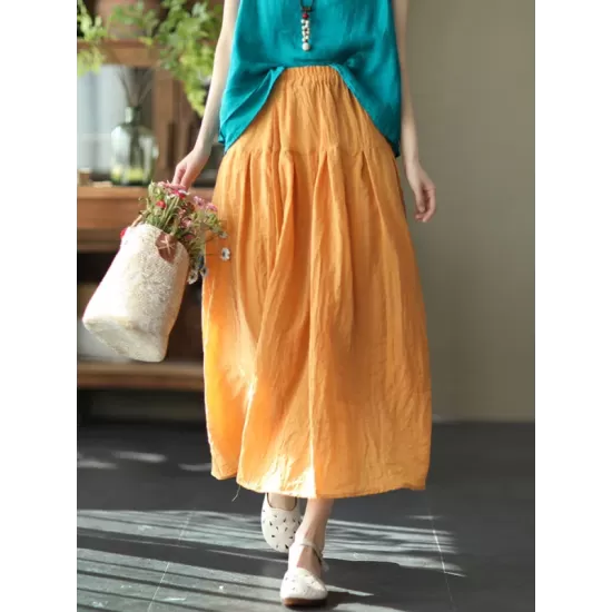 Casual Solid Color Empire A-Line Skirt