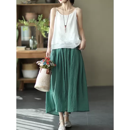 Casual Solid Color Empire A-Line Skirt