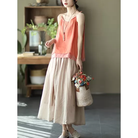 Casual Solid Color Empire A-Line Skirt