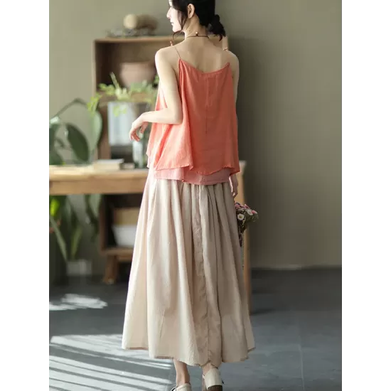 Casual Solid Color Empire A-Line Skirt