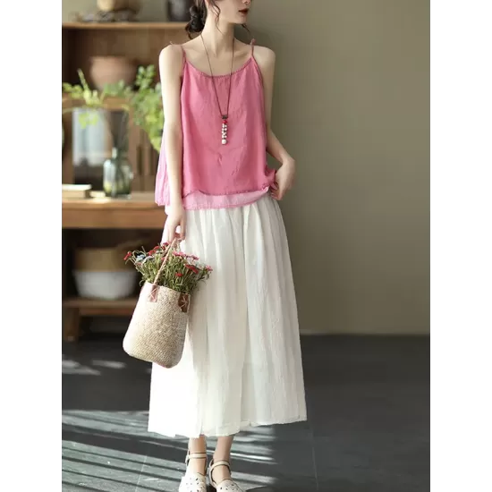 Casual Solid Color Empire A-Line Skirt