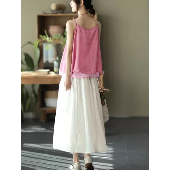 Casual Solid Color Empire A-Line Skirt