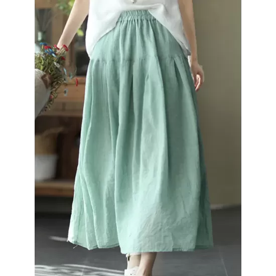 Casual Solid Color Empire A-Line Skirt