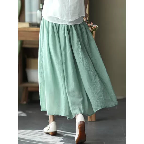 Casual Solid Color Empire A-Line Skirt