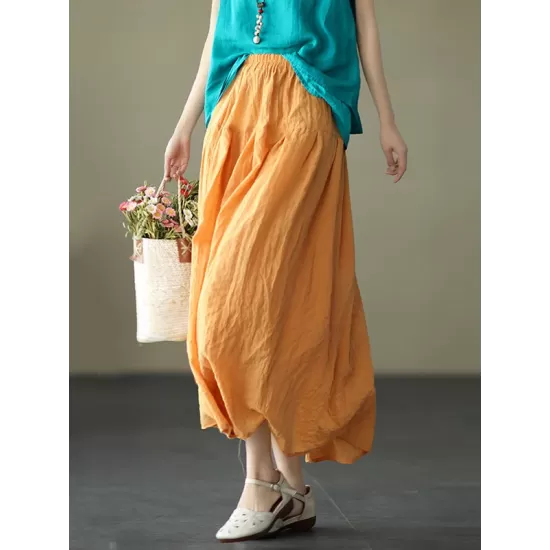 Casual Solid Color Empire A-Line Skirt