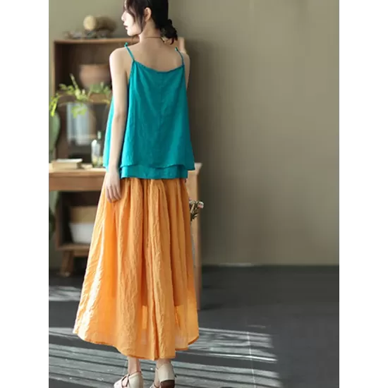 Casual Solid Color Empire A-Line Skirt