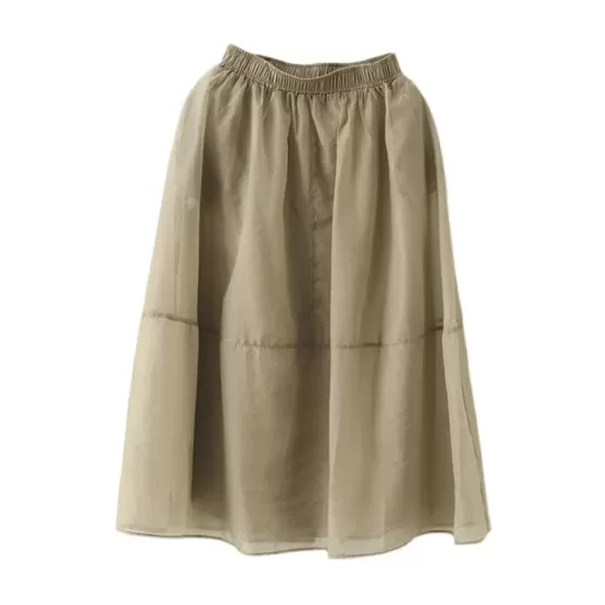 Simple Loose Solid Color Split-Joint Bubble Skirt