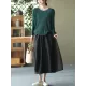 Simple Loose Solid Color Split-Joint Bubble Skirt