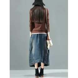 Split-joint Denim Skirt Bottom