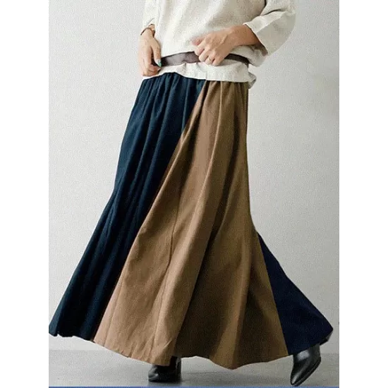 Elegant Split-Joint Color Skirt