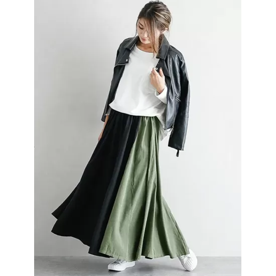 Elegant Split-Joint Color Skirt