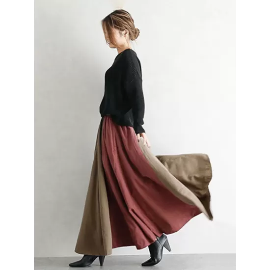 Elegant Split-Joint Color Skirt