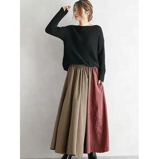 Elegant Split-Joint Color Skirt