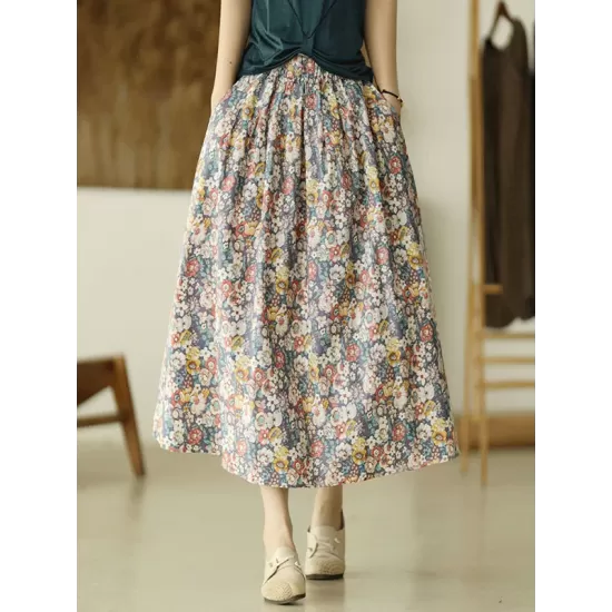 Original Floral Cotton-Blend A-Line Skirt