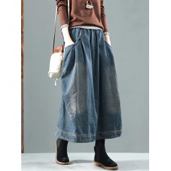 Split-joint Denim Skirt Bottom