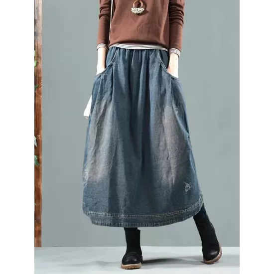 Split-joint Denim Skirt Bottom