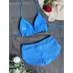 Padded Solid Color Halterneck Bikini Swimsuit Two Pieces Set