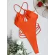 Padded Hollow Solid Color One-Piece Swimwear & Skirts Two Pieces Set