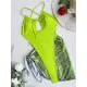 Padded Hollow Solid Color One-Piece Swimwear & Skirts Two Pieces Set