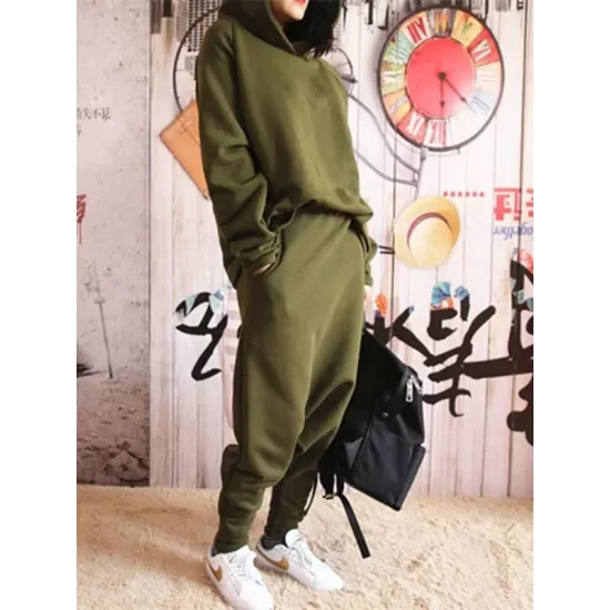 Casual Solid Hoodie&Pants Suits