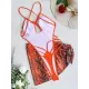 Padded Hollow Solid Color One-Piece Swimwear & Skirts Two Pieces Set