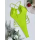 Padded Hollow Solid Color One-Piece Swimwear & Skirts Two Pieces Set