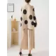 Pleated Polka Dot Long Sleeves Loose Stand Collar Two Pieces Set