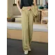 Vintage Wide Leg Solid Color  Two Pieces Set