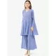 Urban Pleated Solid Color V-Neck Long Sleeves T-Shirt&Flared Pantstwo Pieces Set