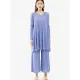 Urban Pleated Solid Color V-Neck Long Sleeves T-Shirt&Flared Pantstwo Pieces Set