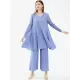 Urban Pleated Solid Color V-Neck Long Sleeves T-Shirt&Flared Pantstwo Pieces Set