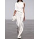 Urban Asymmetric Solid Color One Shoulder Top And Pants Set