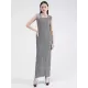 Urban Loose Solid Color Tied Pleated Top&V-Back Vest Dress Two Pieces Set